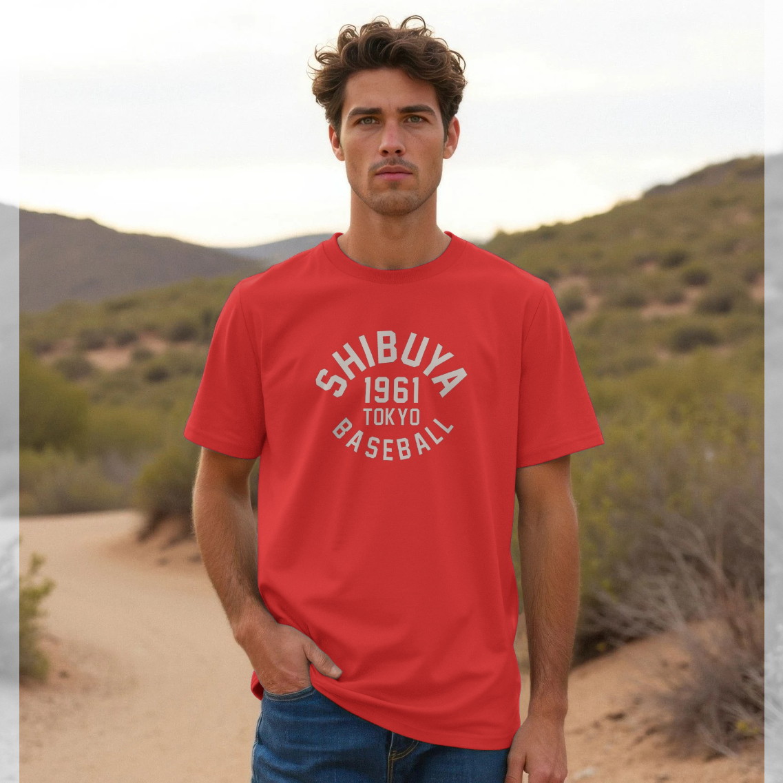 Park Fields Shibuya Baseball Varsity Graphic Red T-Shirt