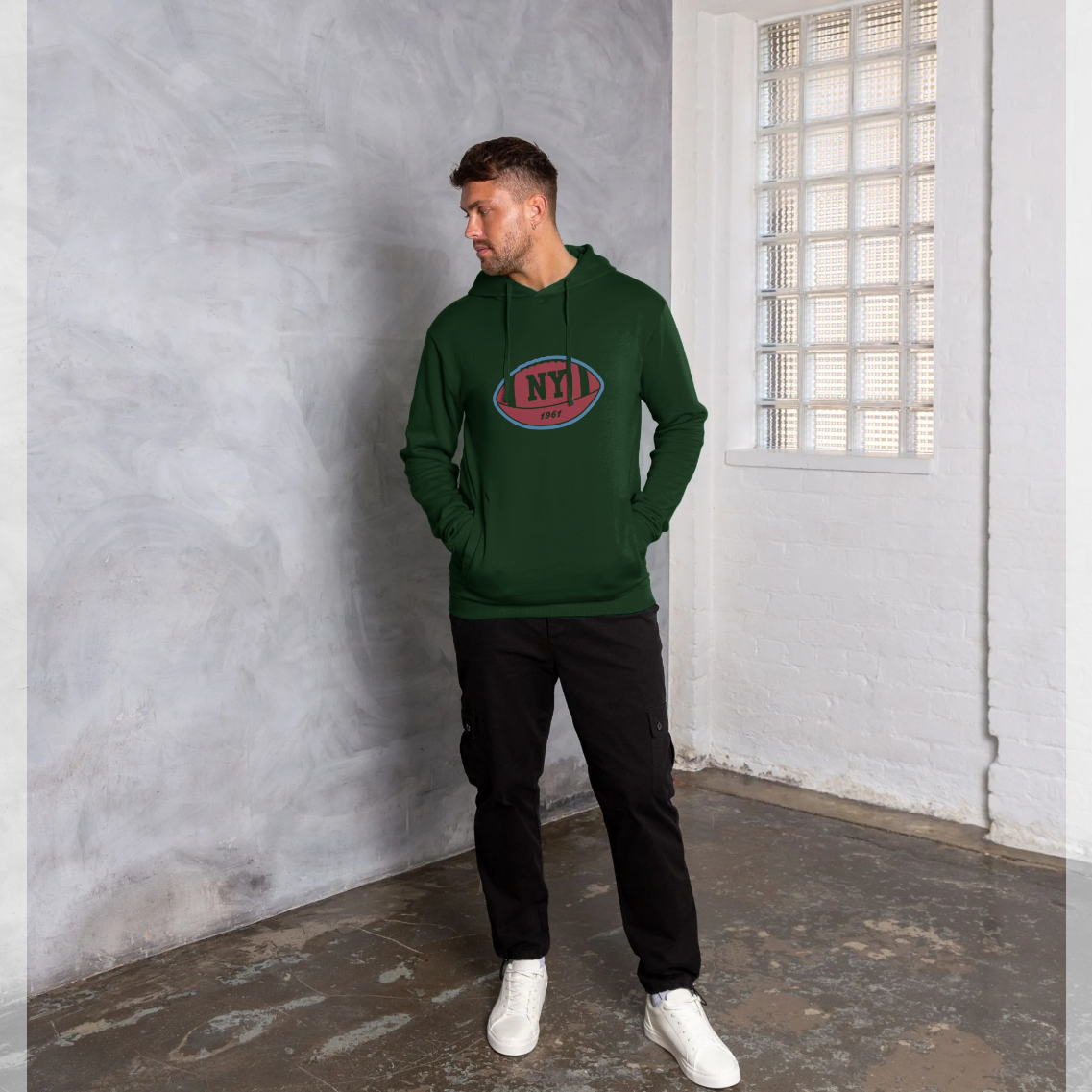 Park Fields NY Football Graphic Green Hoodie