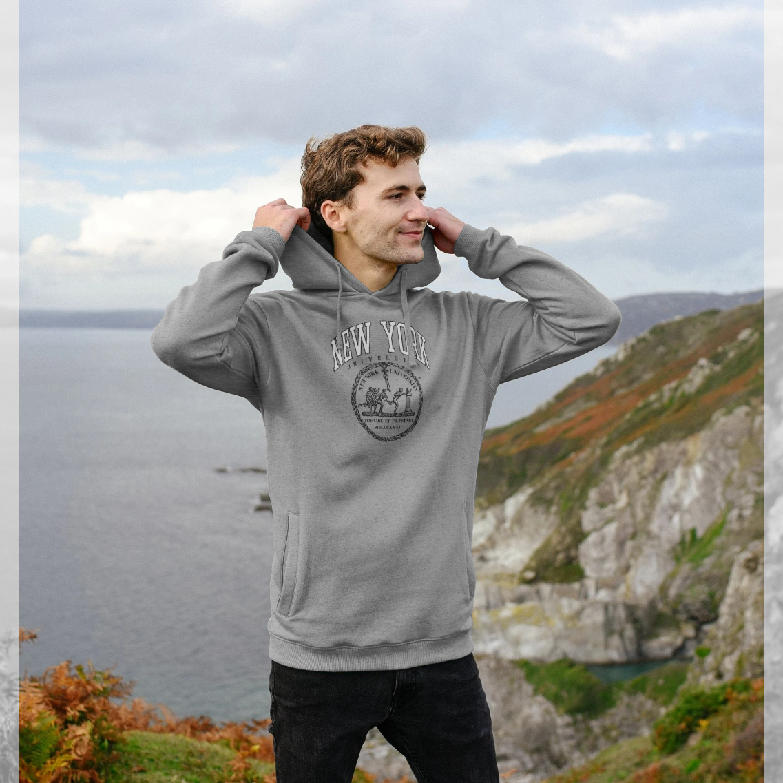 New York University Crest Grey Hoodie