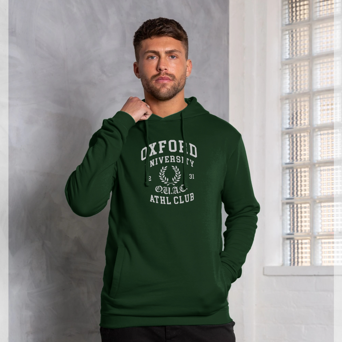 Park Fields Oxford Athletic Bottle Green Hoodie