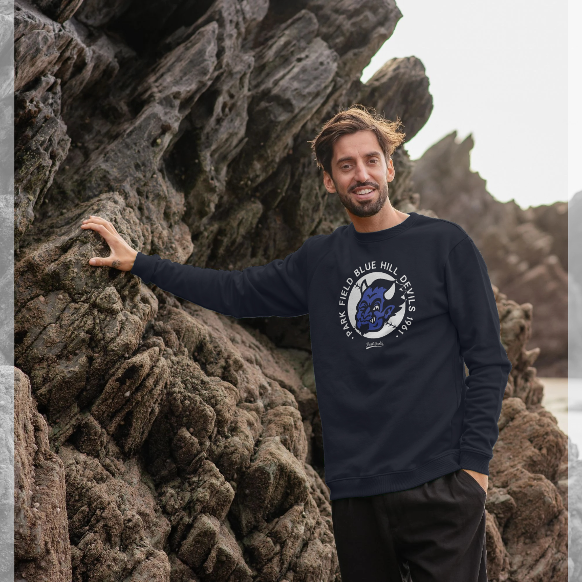 Navy Blue Printed Sweater