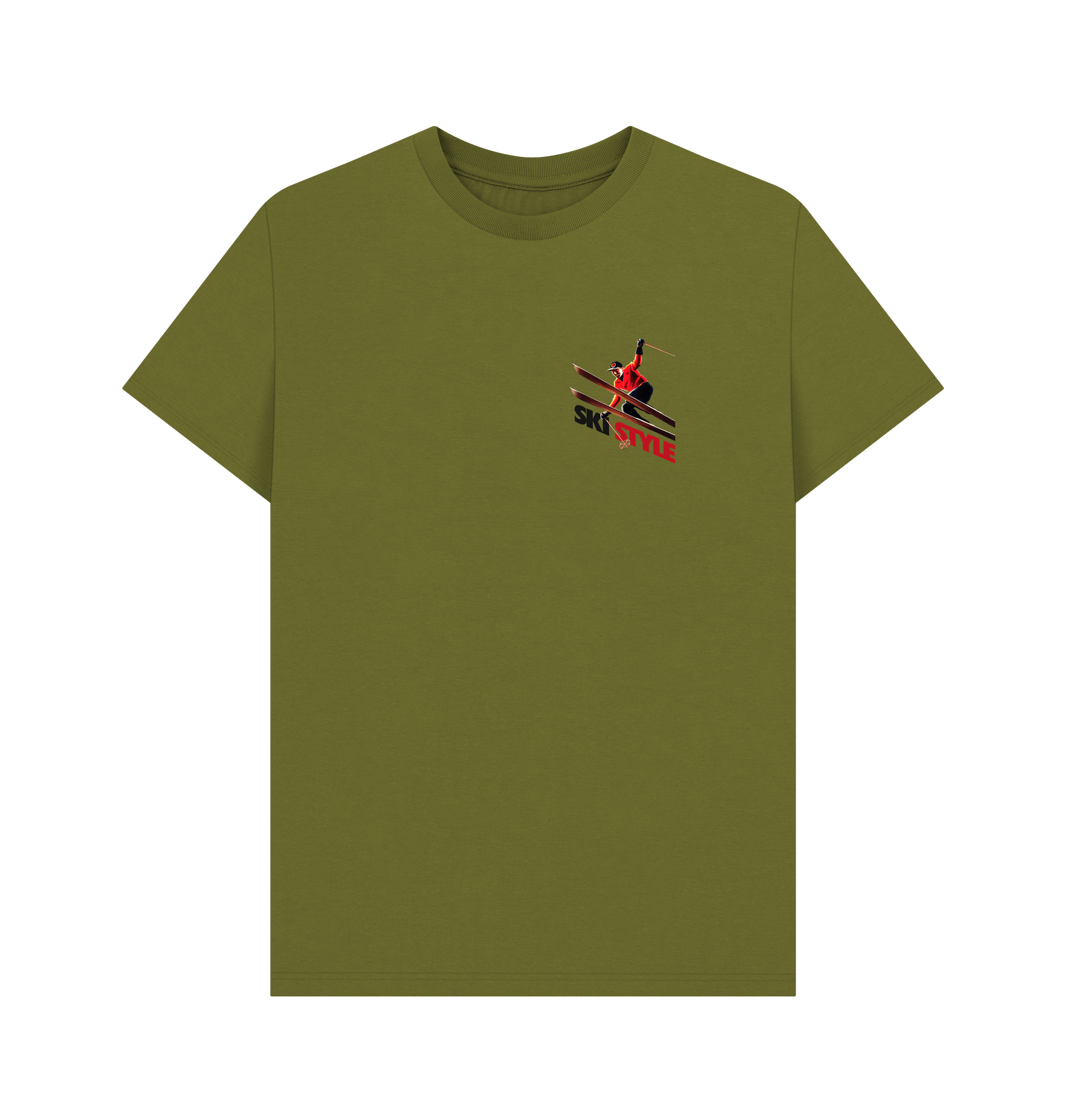 Moss Green Printed T-shirt Front