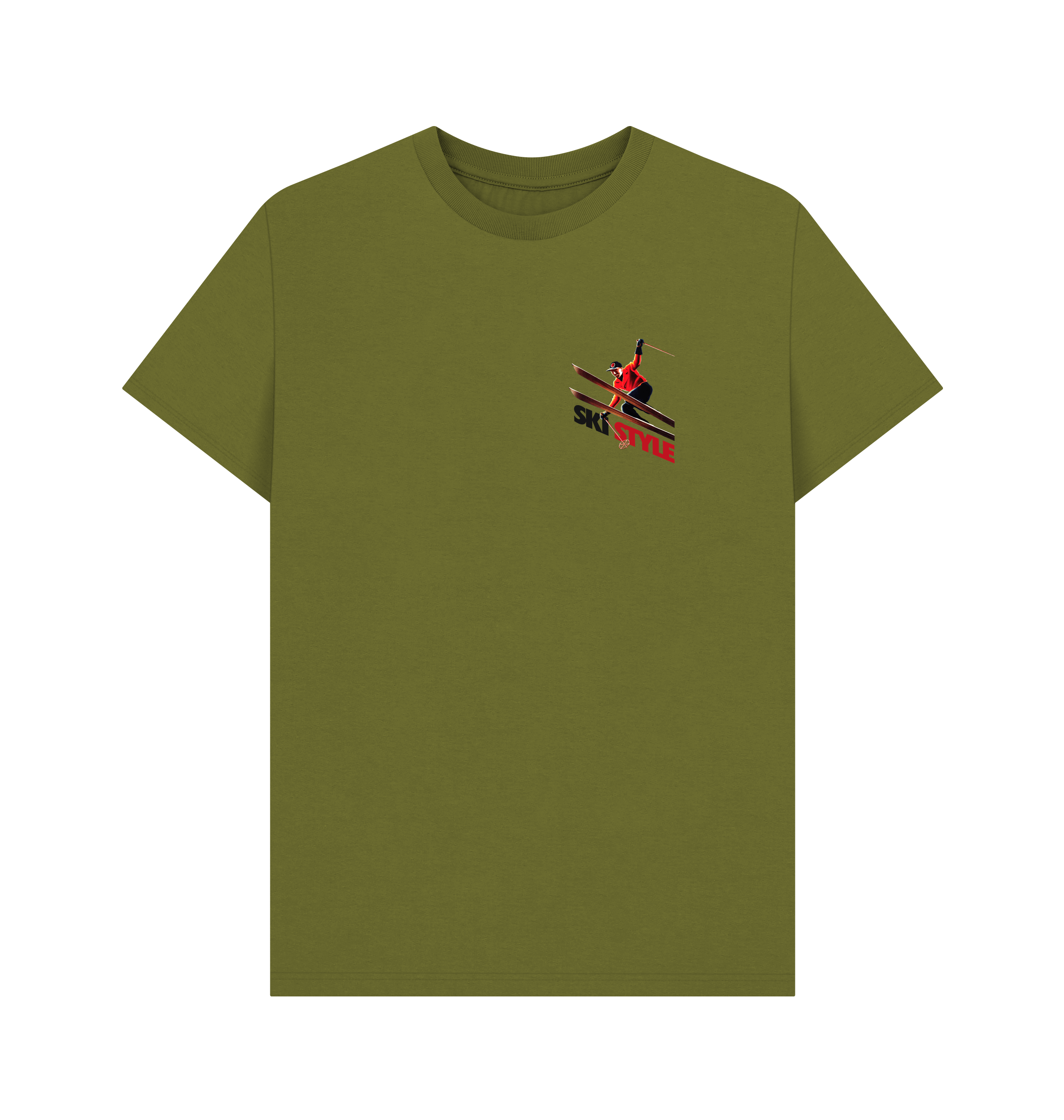 Moss Green Printed T-shirt Front