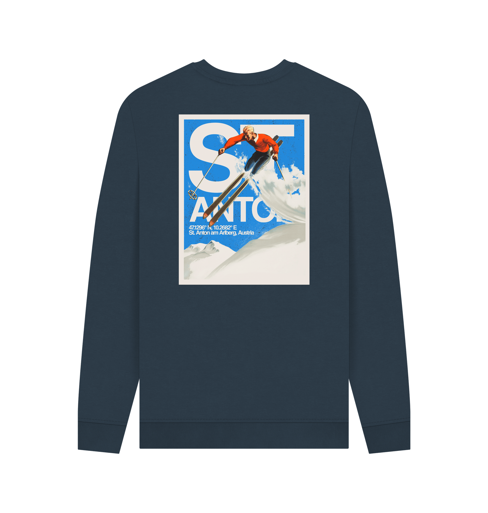 Navy Blue Printed Sweater Back