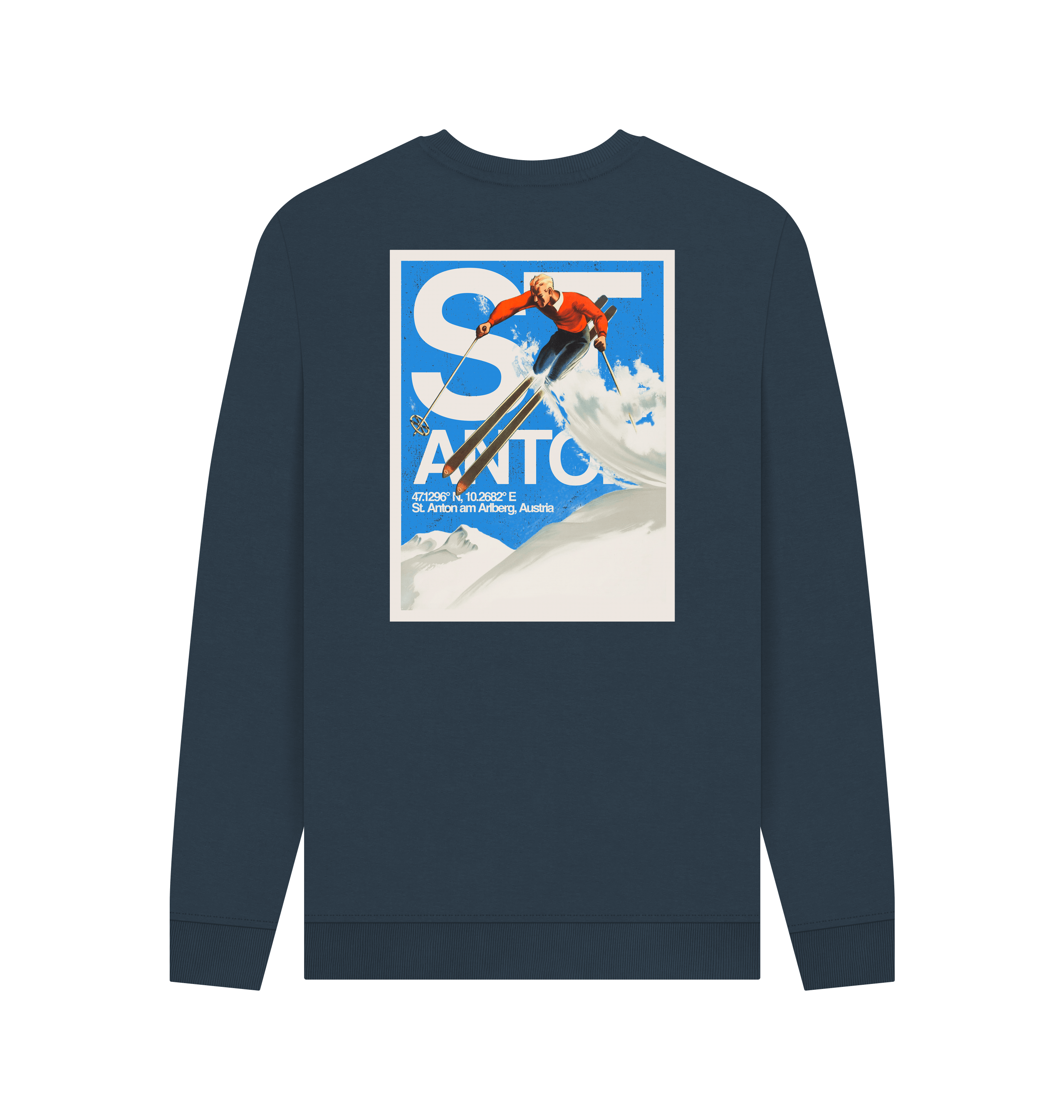 Navy Blue Printed Sweater Back