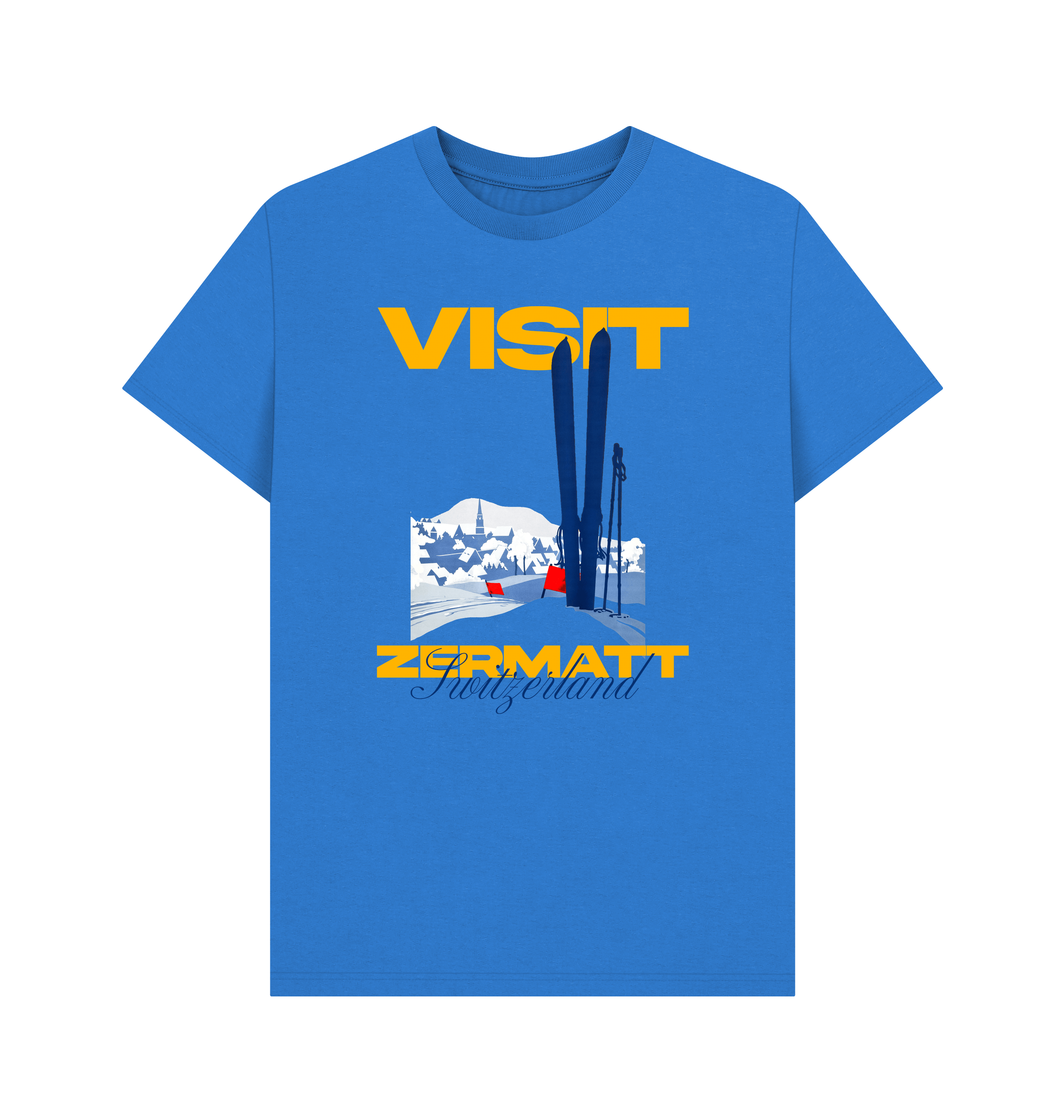 Bright Blue Printed T-shirt Front