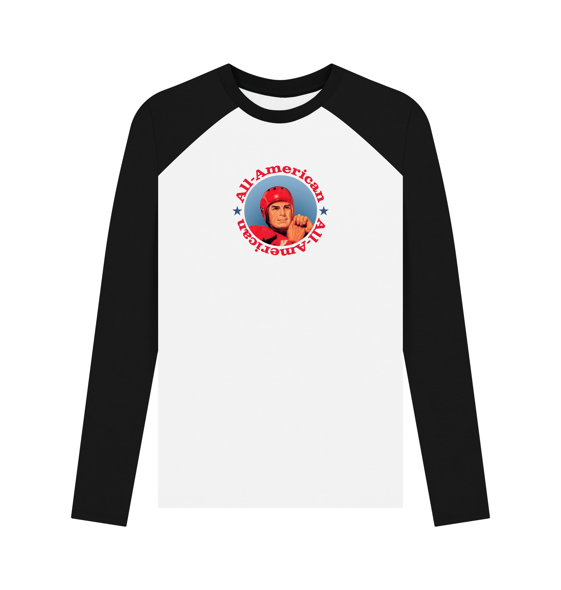 Black-White Printed Baseball T-shirt Front