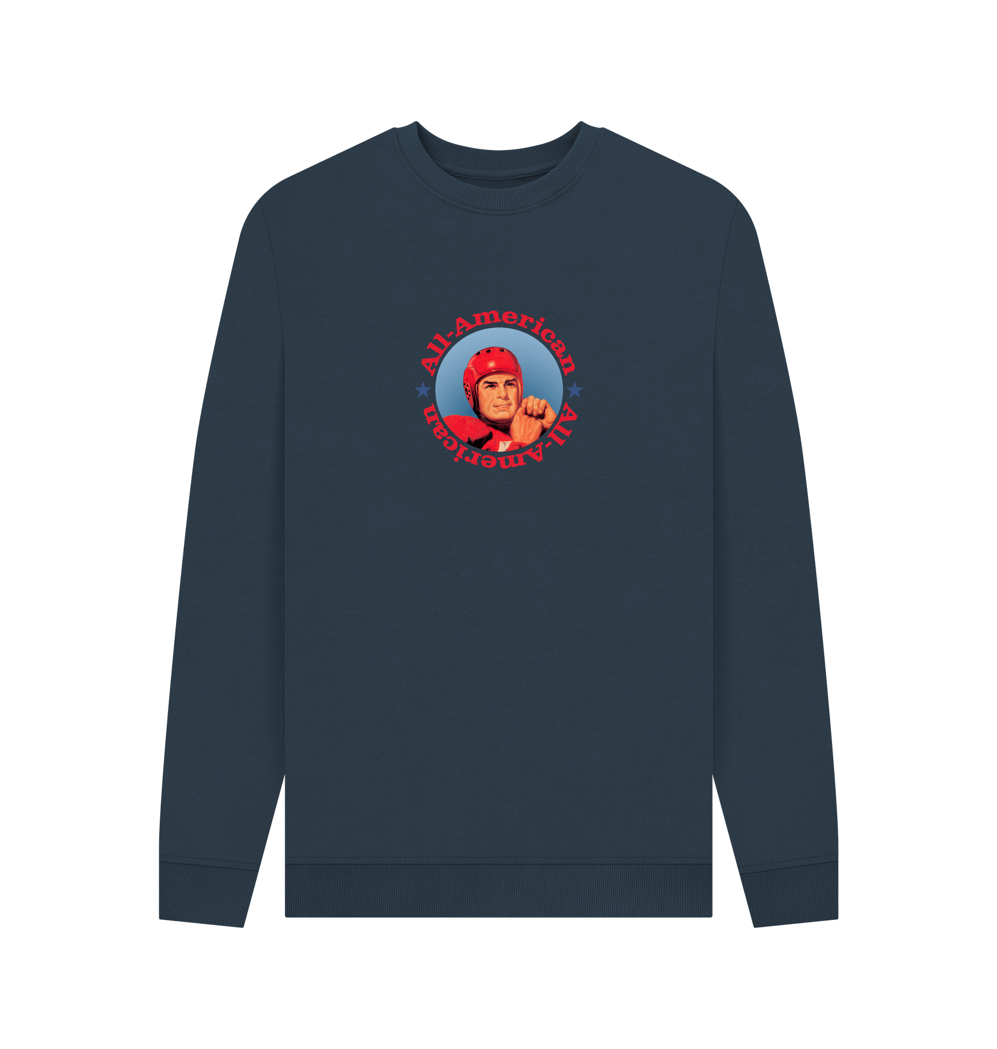 Navy Blue Printed Sweater Front