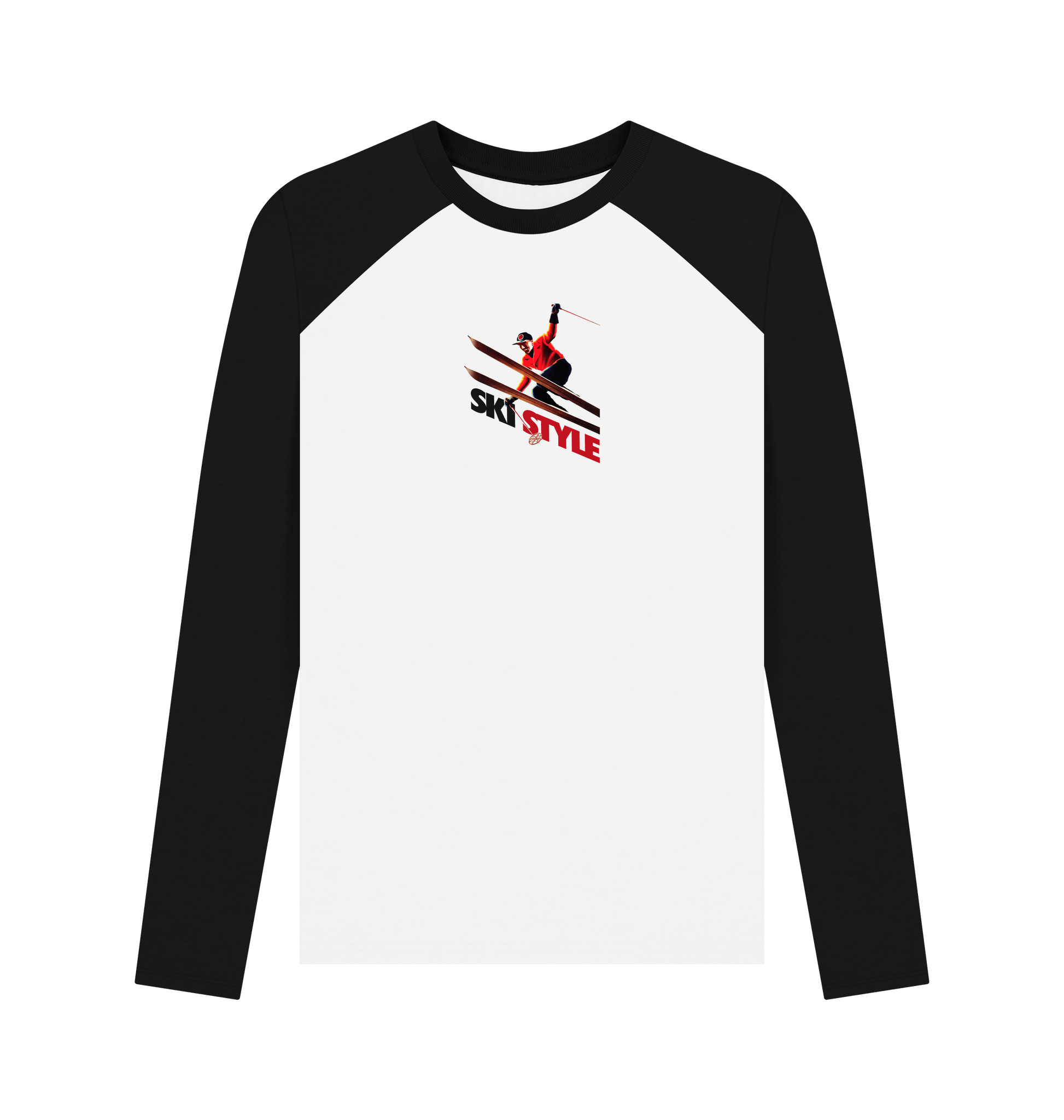 Black-White Printed Baseball T-shirt Front