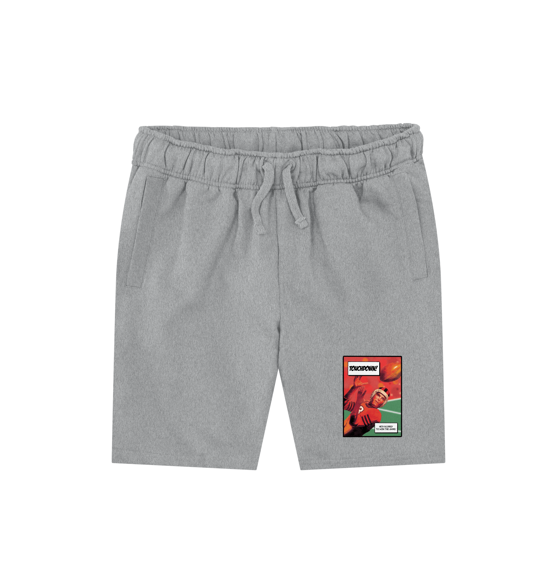 Athletic Grey Printed Mens Shorts Front
