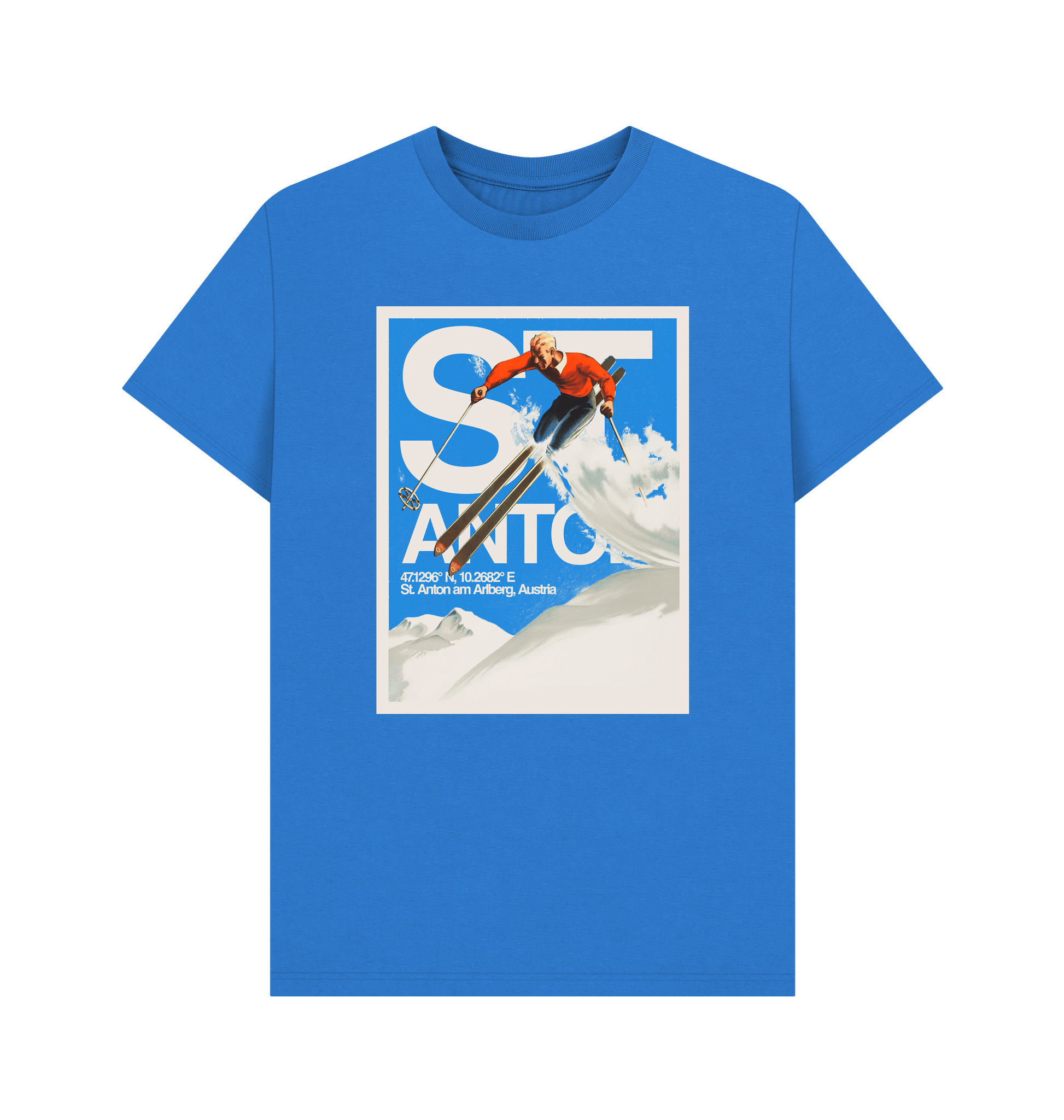 Bright Blue Printed T-shirt Front