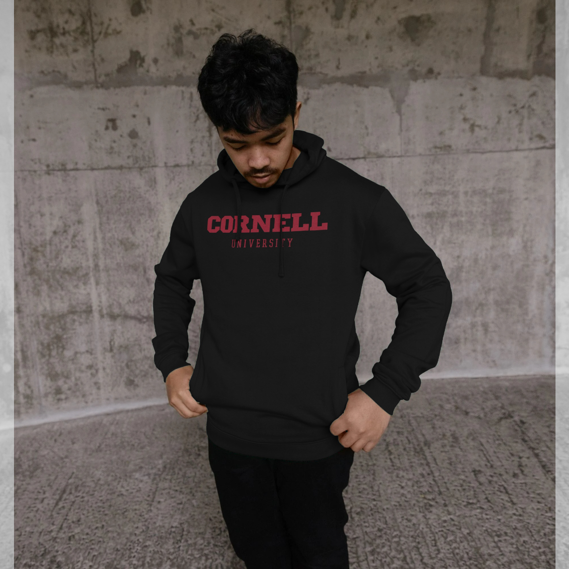 Cornell University Script Black Hoodie
