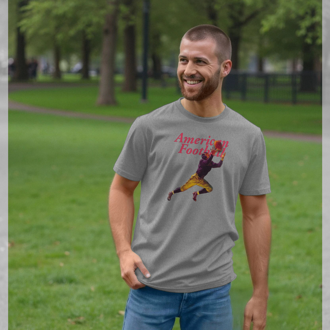 Pierce Archive American Football Athletic Grey T-Shirt