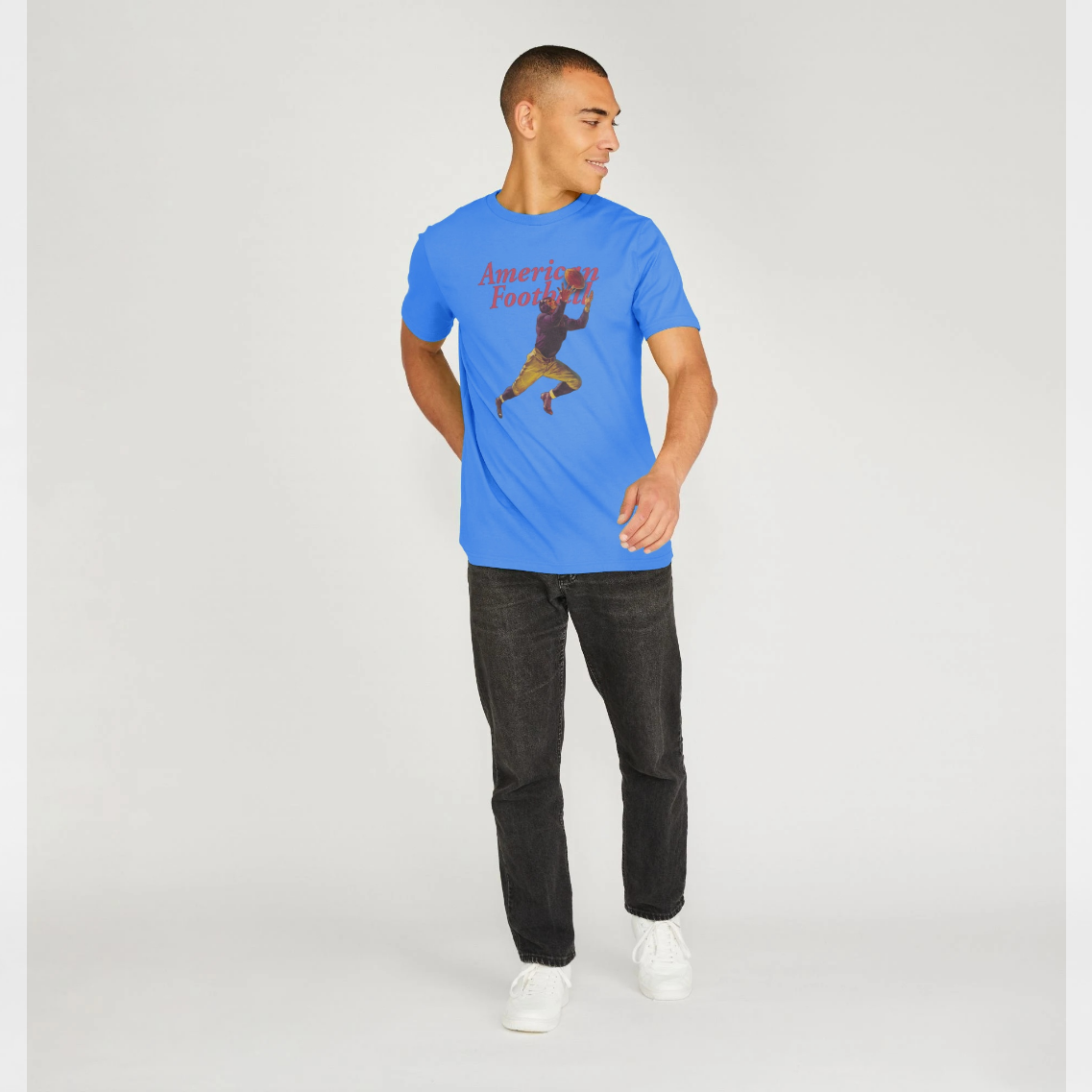 Pierce Archive American Football Bright Blue T-Shirt