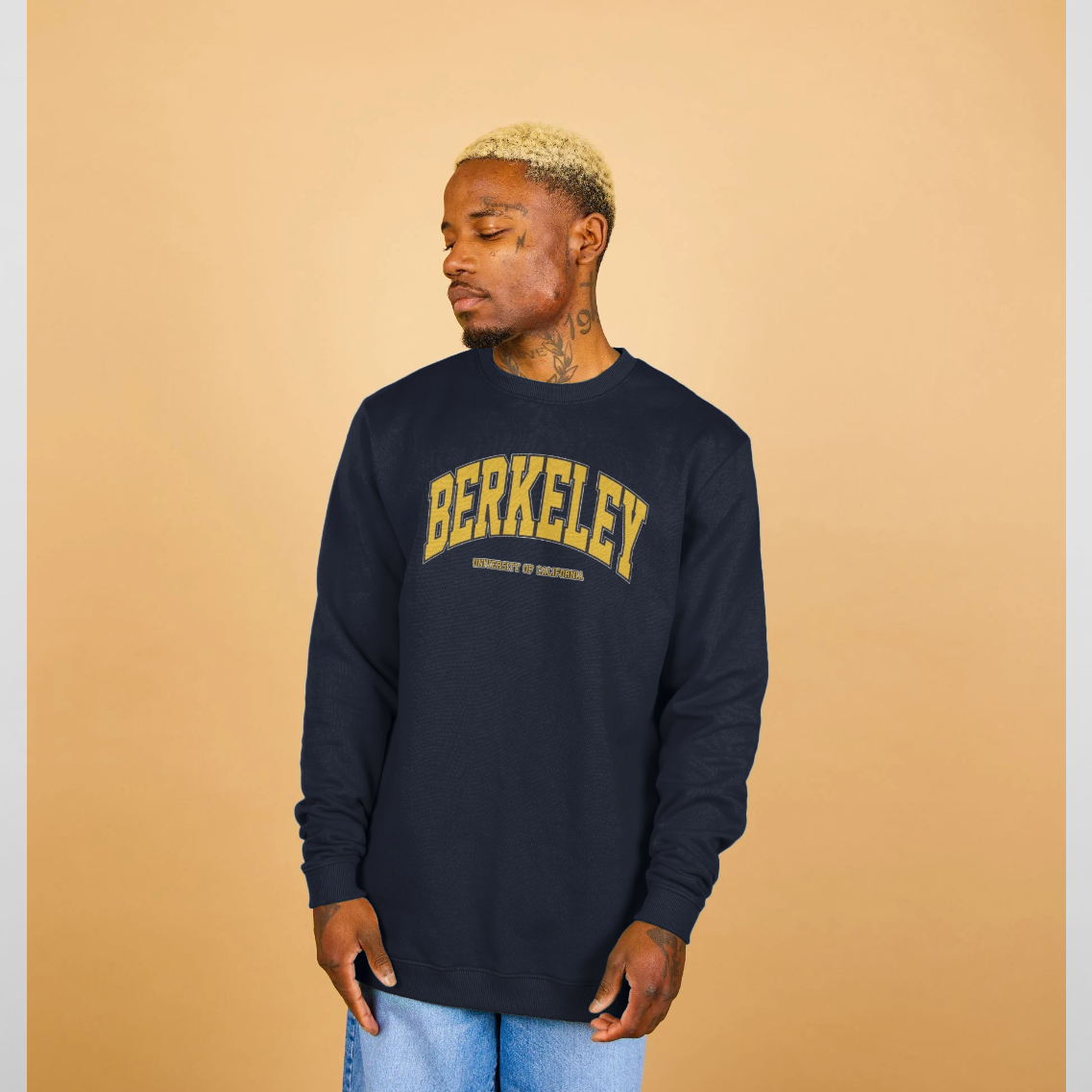 Navy Blue Printed Sweater