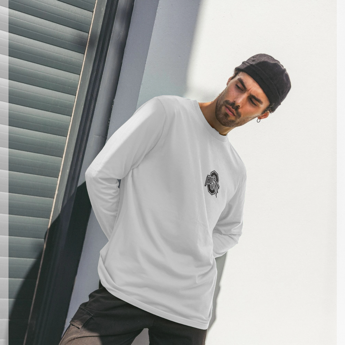 White Printed Long Sleeve T Shirt