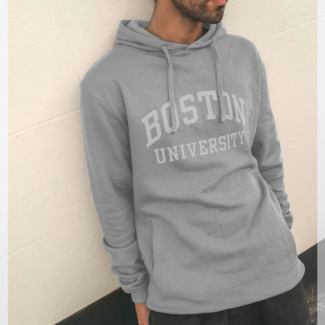 Boston University Script Heather Grey Hoodie
