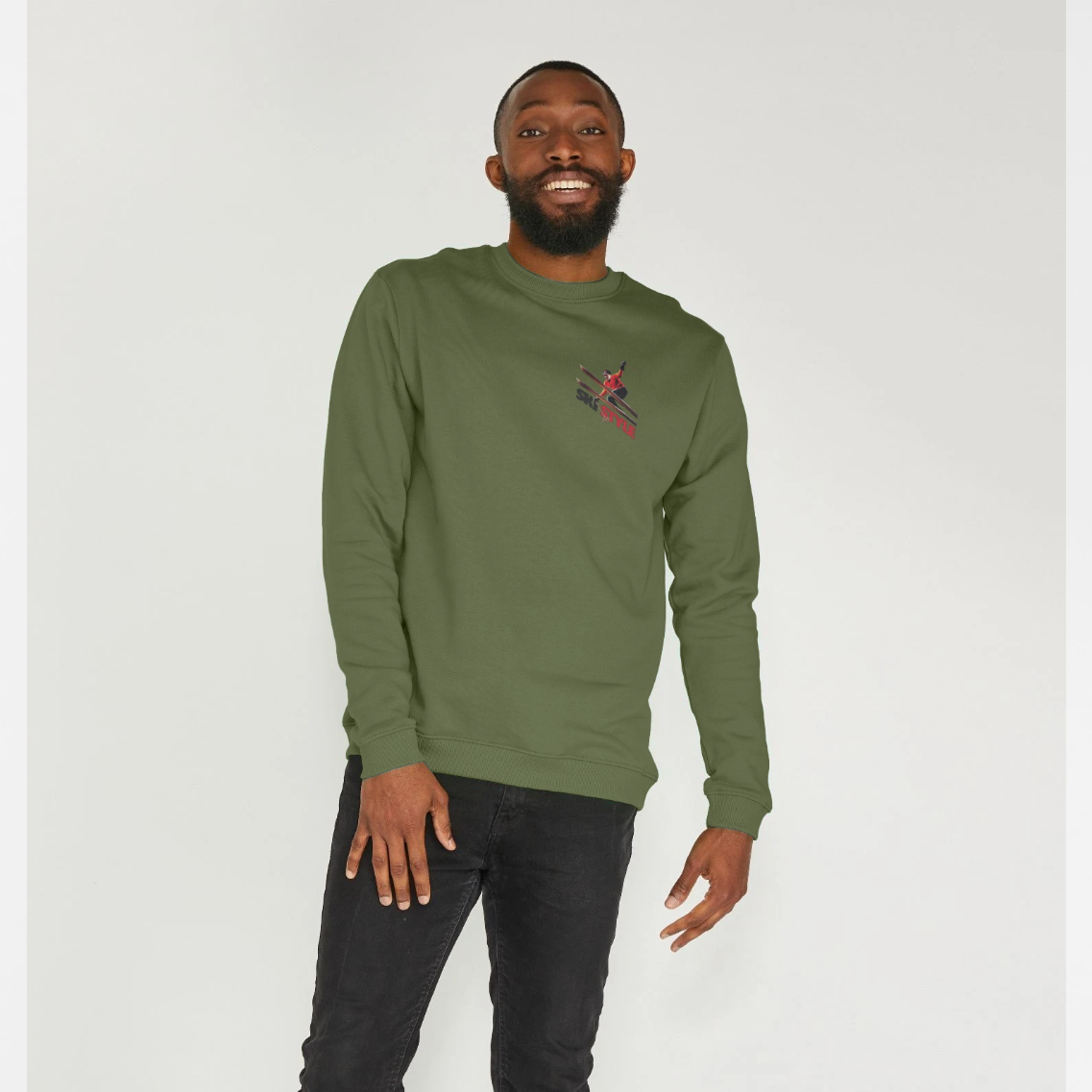 Pierce Archive Ski Style Graphic Sweatshirt Khaki