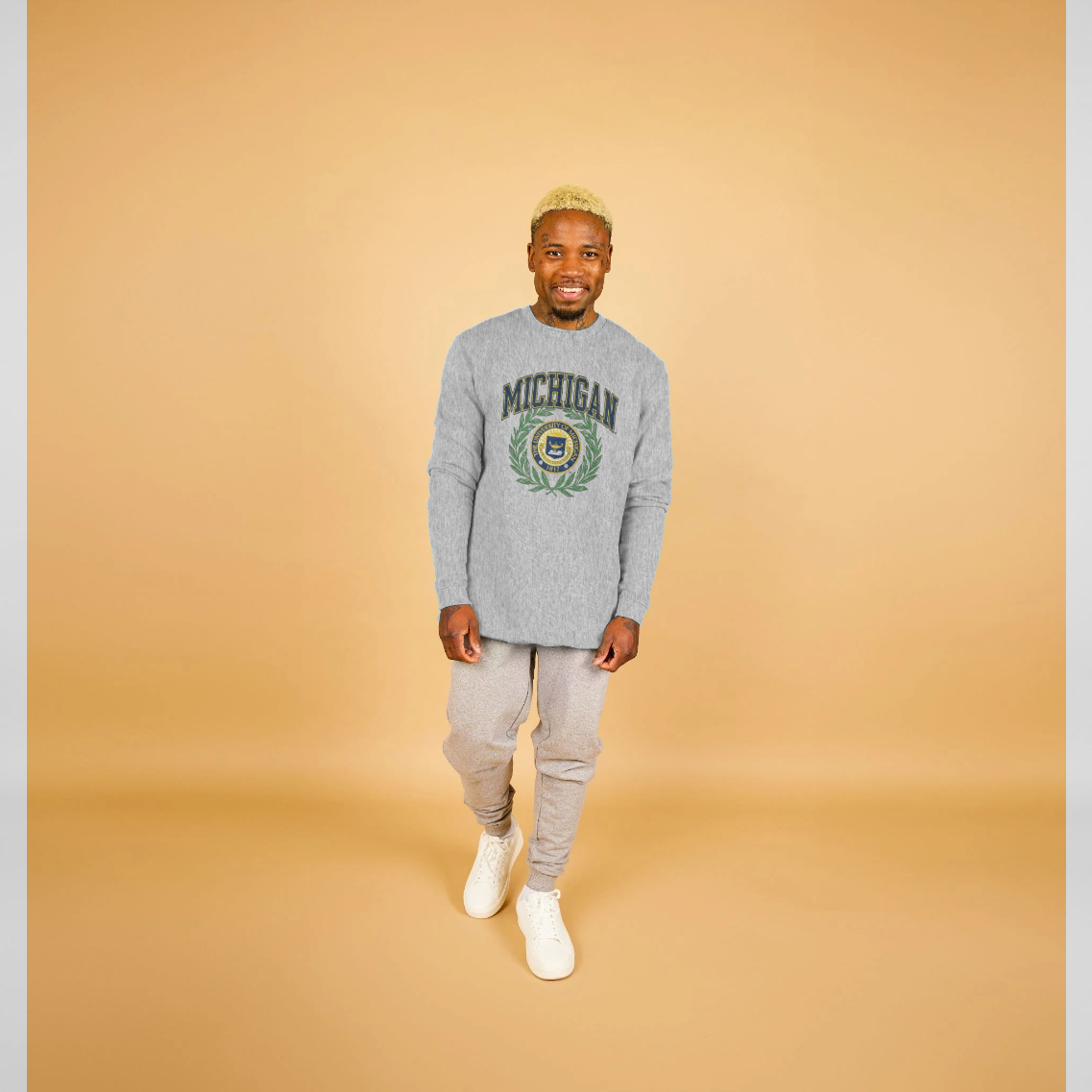 Michigan Emblem Heather Grey Sweatshirt