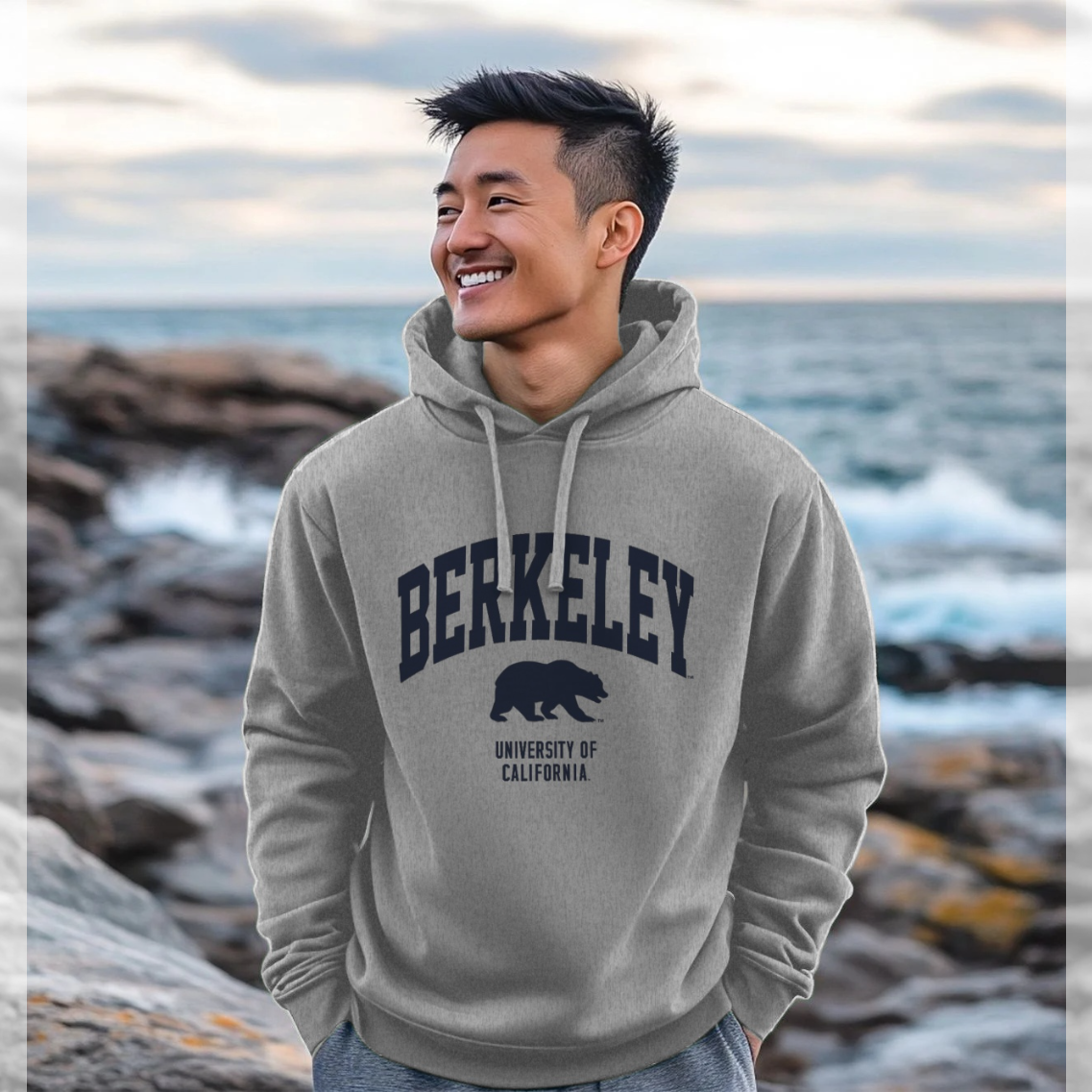 Berkeley Bear Heather Grey Hoodie