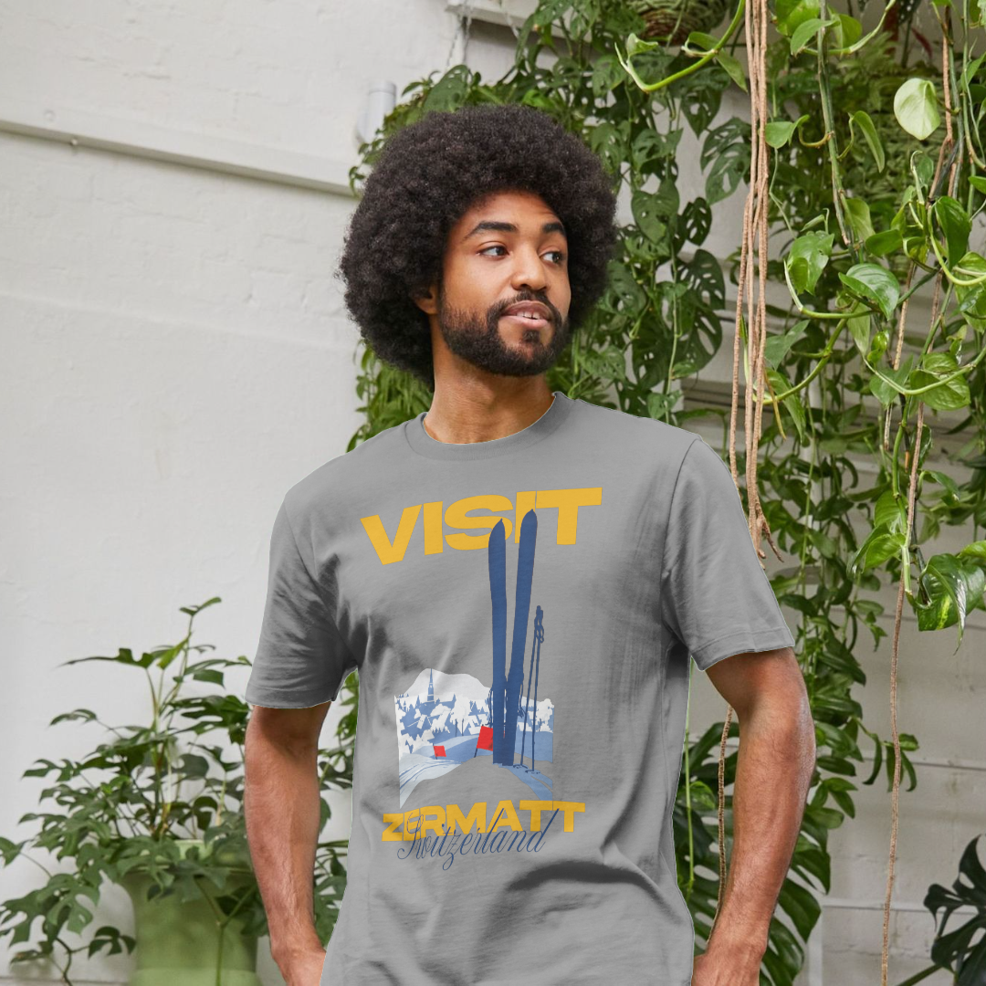 Pierce Archive Visit Zermatt Graphic T-shirt Athletic Grey