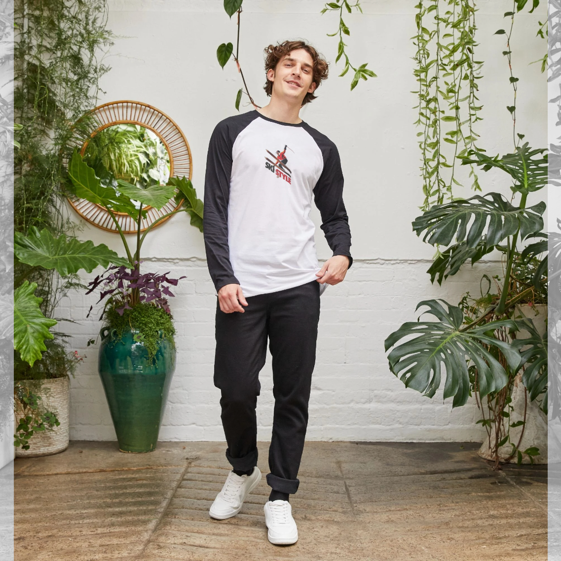 Pierce Archive Ski Style Graphic Baseball Style T-Shirt