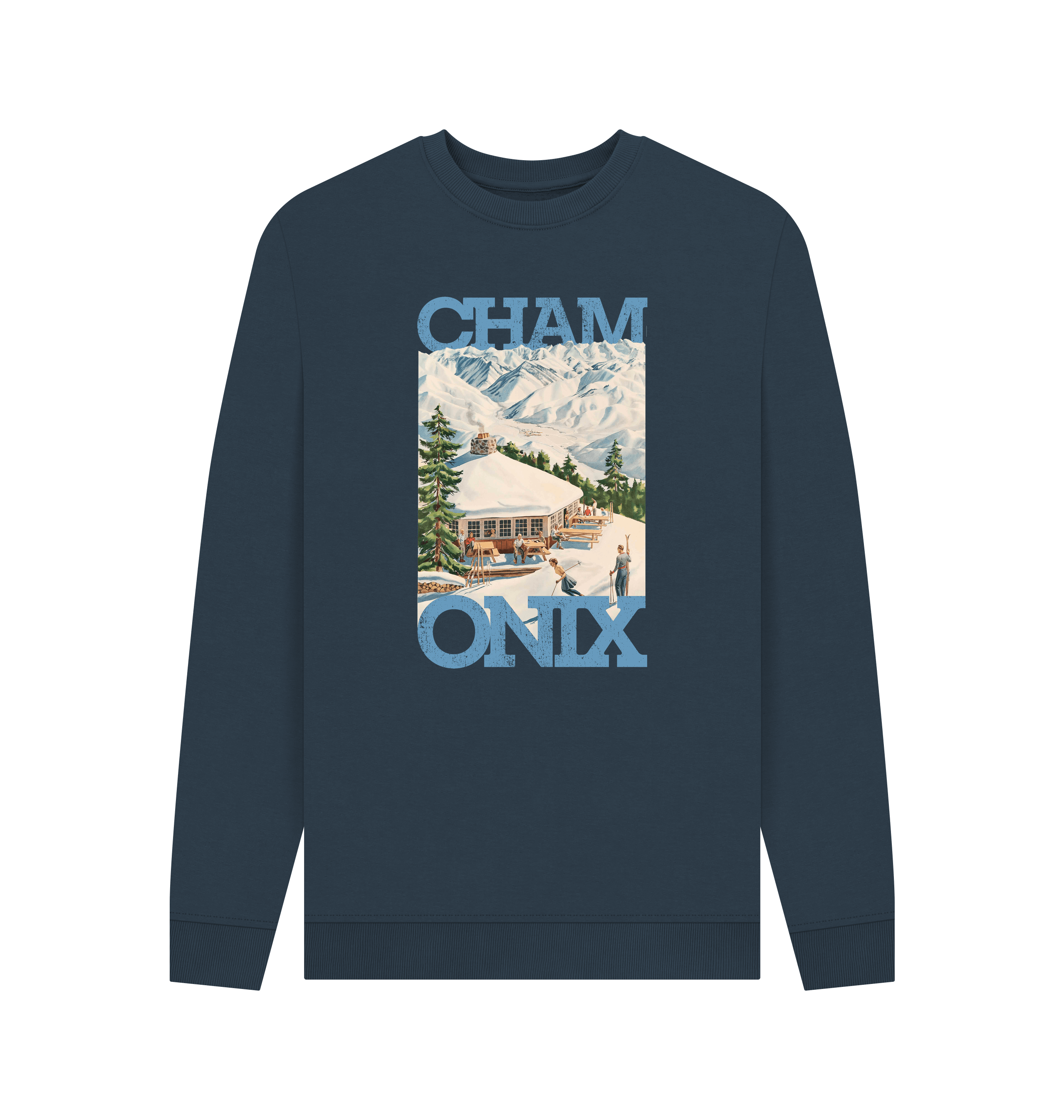 Navy Blue Printed Sweater Front