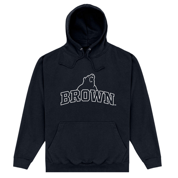 Brown University Bear Outline Hoodie - Black