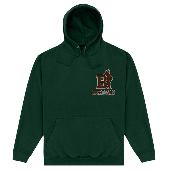 Brown University Small Initial Hoodie - Forest Green