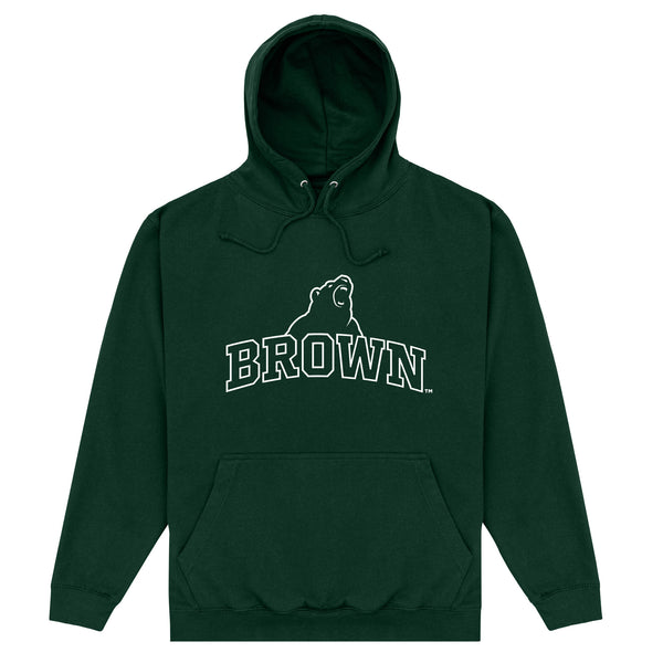 Brown University Bear Outline Hoodie - Forest Green