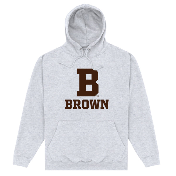 Brown University Initial Hoodie - Heather Grey