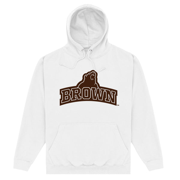 Brown University Bear Outline Hoodie - White