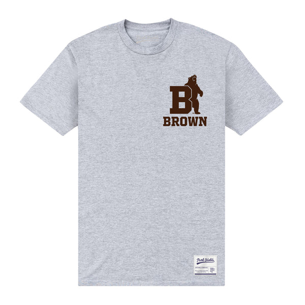 Brown University Small Initial T-Shirt - Heather Grey