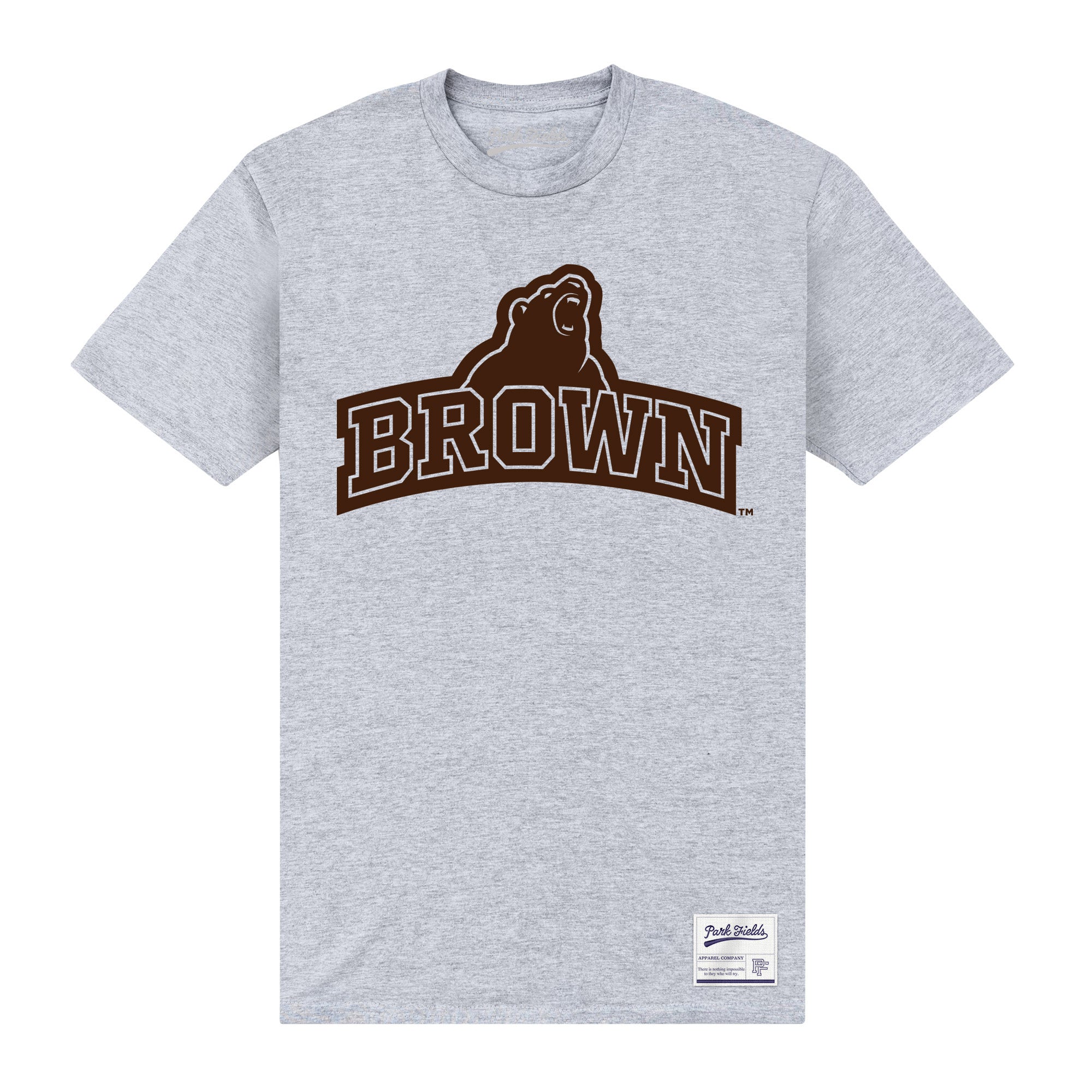 Brown University Bear Outline T-Shirt - Heather Grey